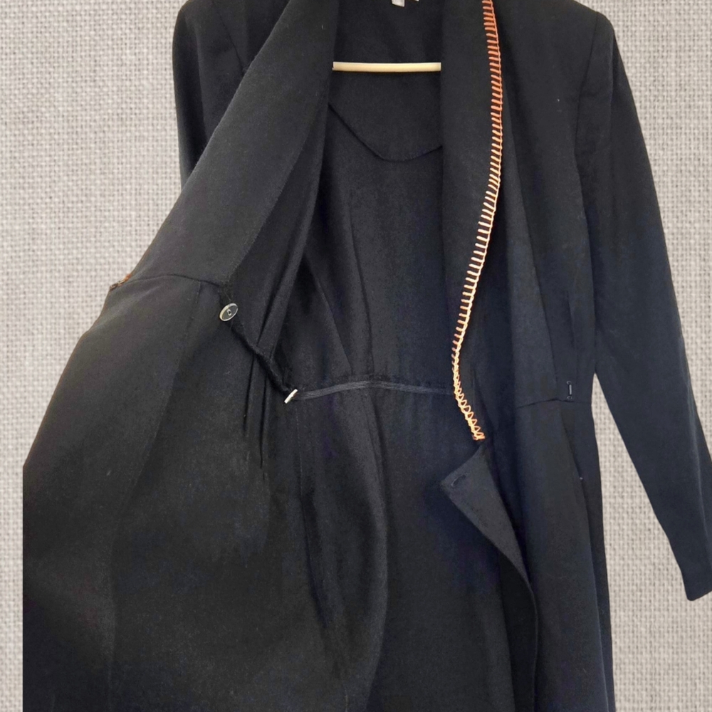 Vintage Black Wrap Maxi Dress 80s New Old Stock Elegant Glamour Witchy Sz 6 - Picture 4 of 12